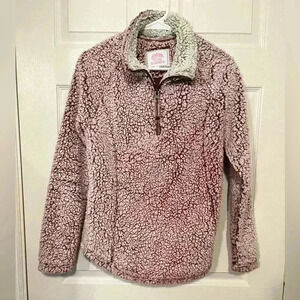 Sherpa Long Sleeve Cranberry/dark Pink Top Size Small